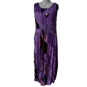 Vintage Papa Velvet patchwork sleeveless dress M